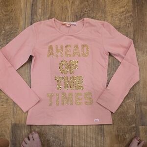 Miss Sixty Pink Long Sleeve Tee with Gold Lettering